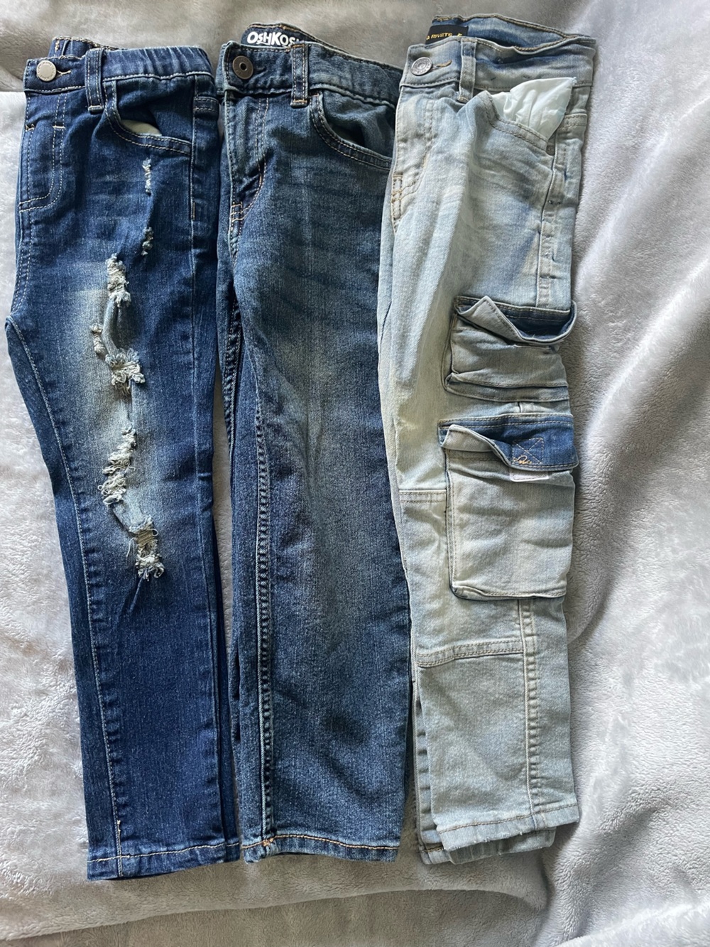 Denim Jeans Trio - Dark Blue, Medium Blue, Light Blue